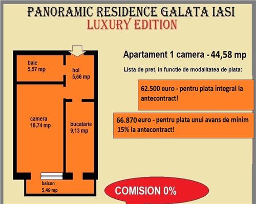 Apartament 1 camera, 44,58 mp, de vanzare in Iasi, Galata Sos Voinesti