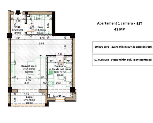 Apartament 1 camera de vanzare Valea Lupului Rond Era, bloc nou cu lift, 41 mp