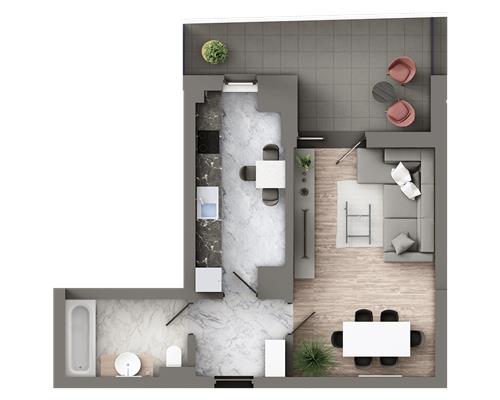 Apartament de vanzare cu 1 camera, bloc nou, 43,49 mp, zona Galata, comision 0