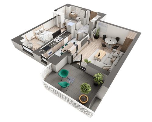 Apartament de vanzare cu 2 camere, bloc nou, 63,42 mp, zona Galata, comision 0