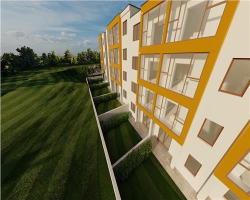 Apartament nou cu curte proprie 37 mp, 2 camere, 52 mpu, Valea Lupului bloc nou