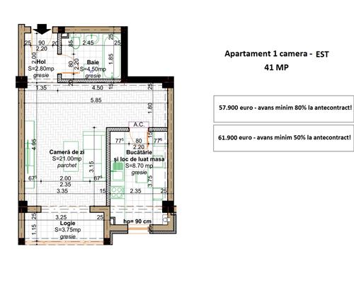 De vanzare apartament 1 camera, bloc nou Iasi, Rond Era, incalzire in pardoseala