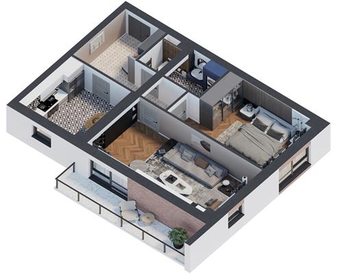 Apartament de vanzare cu 2 camere, decomandat, 58,41 mp, zona Galata, Complex nou, Comision 0